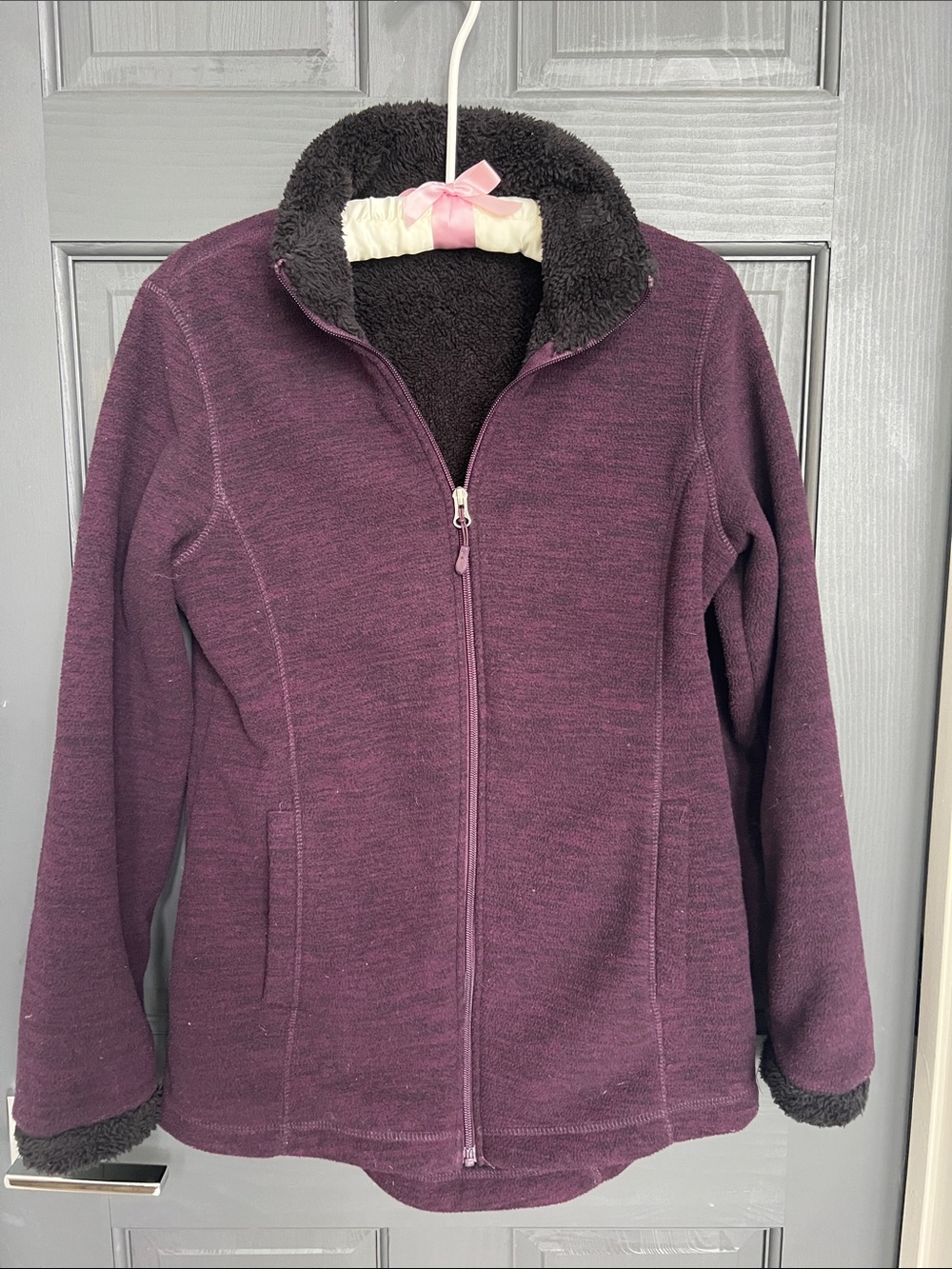 Women's Plush-Lined Full-Zip Jacket - Plum, size small